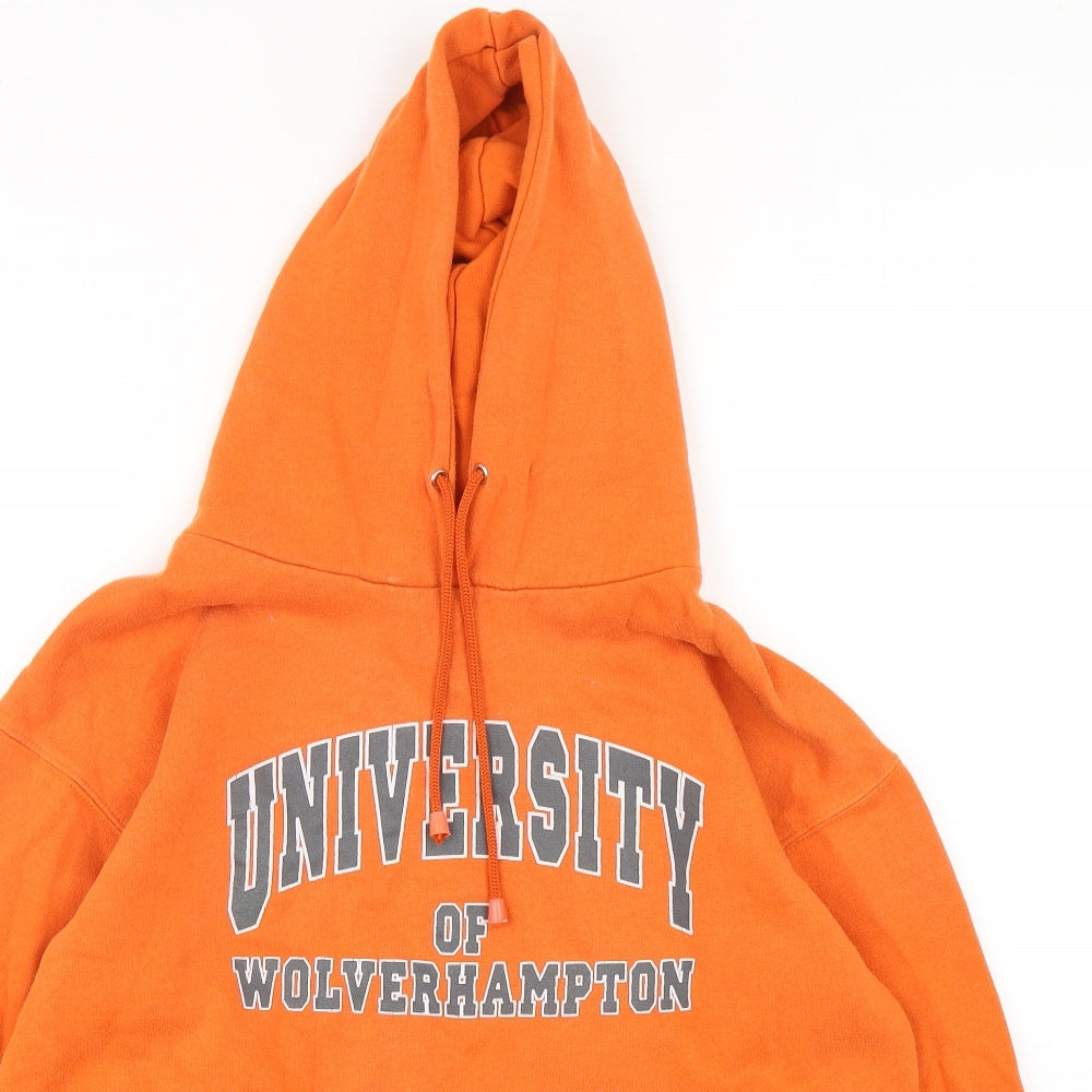 Uni Hoods  Womens Orange  Cotton Pullover Hoodie Size M  Pullover - Uni Of Wolverhampton