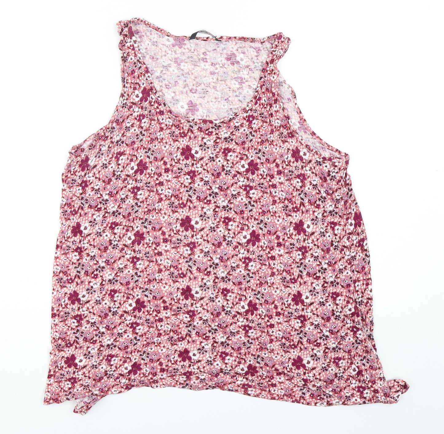 George Womens Pink Floral Viscose Basic Tank Size 16 Round Neck
