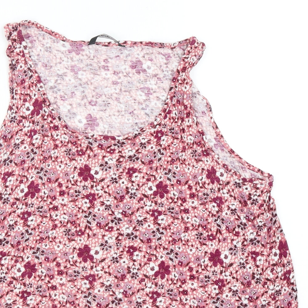 George Womens Pink Floral Viscose Basic Tank Size 16 Round Neck
