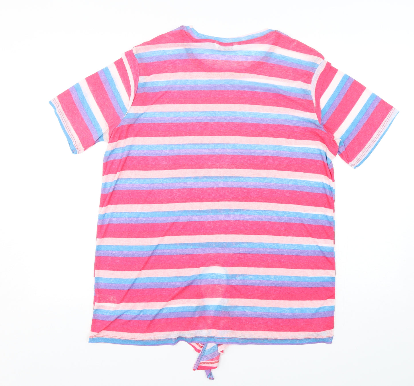PEP&CO Womens Multicoloured Striped Polyester Basic T-Shirt Size 16 Round Neck