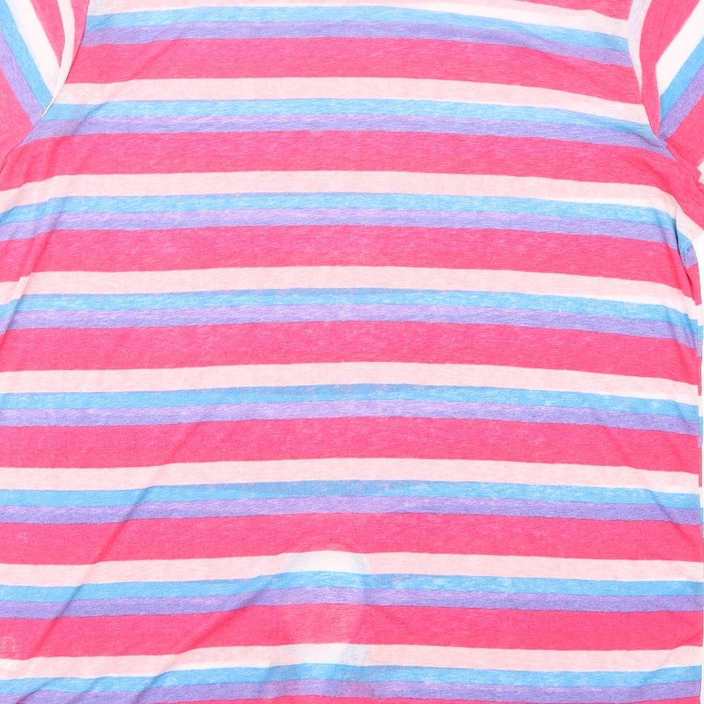 PEP&CO Womens Multicoloured Striped Polyester Basic T-Shirt Size 16 Round Neck