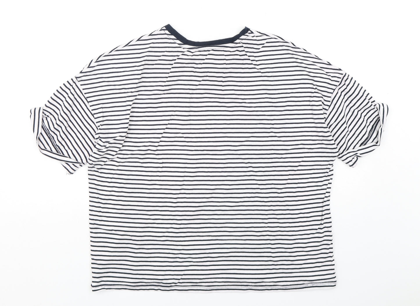 F&F Womens Multicoloured Striped Cotton Basic T-Shirt Size 18 Round Neck