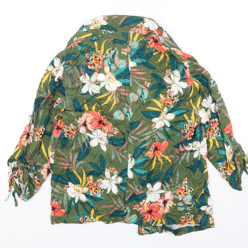 Promod Womens Green Floral Viscose Jacket Blazer Size 14
