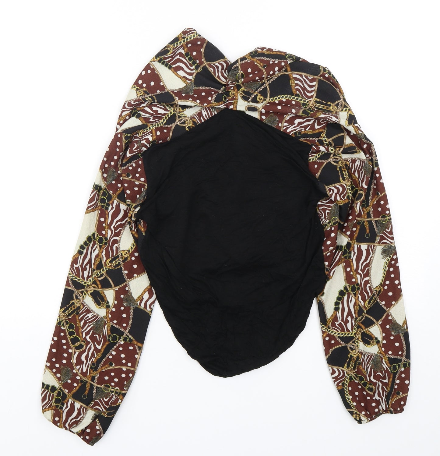 Boohoo Womens Multicoloured Geometric Polyester Bodysuit One-Piece Size 8  Hook & Eye