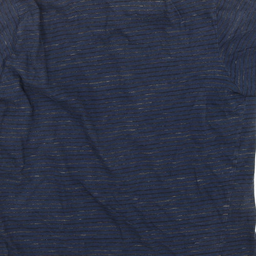 Easy Mens Blue Striped Cotton  Polo Size L Collared