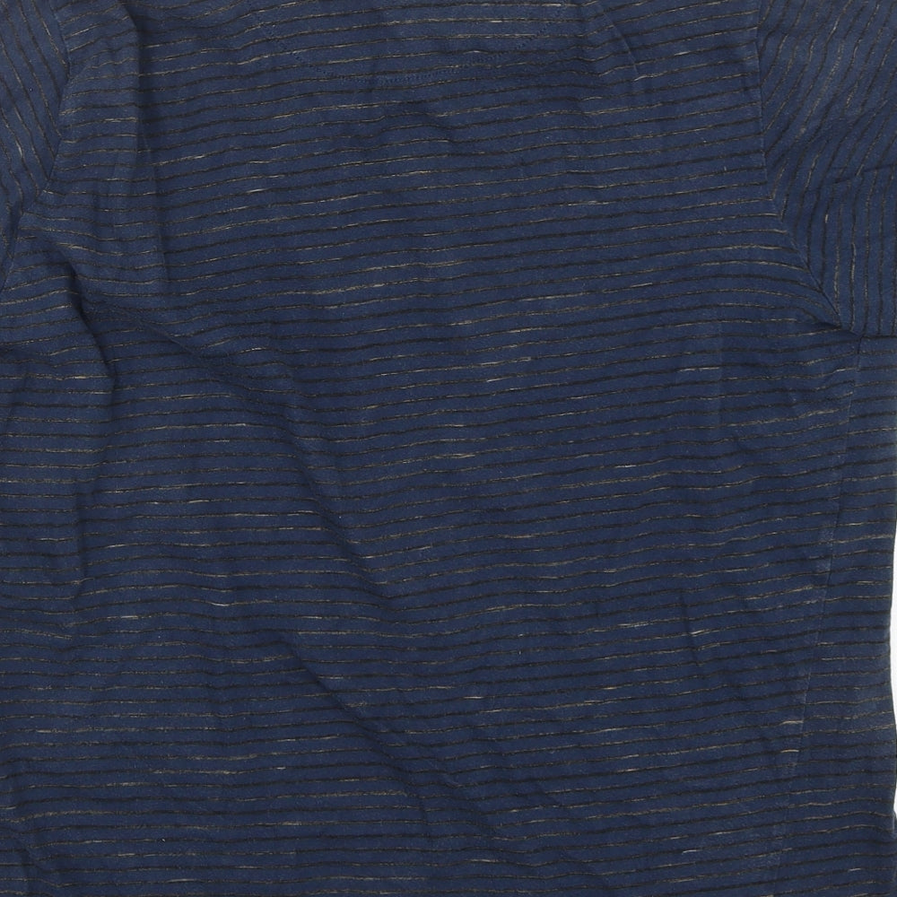 Easy Mens Blue Striped Cotton  Polo Size L Collared