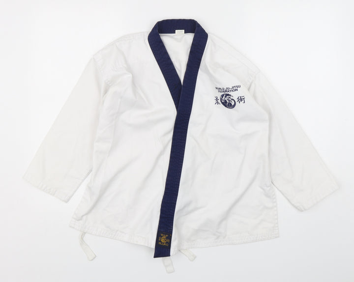 World Ju Jitsu federation Boys White V-Neck Polyester Pullover Jumper Size 10 Years Pullover - Ju Jitsu Gi