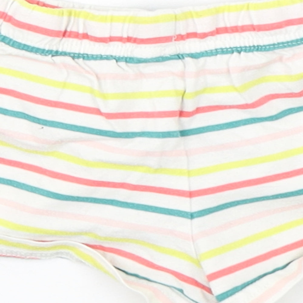 Marks and Spencer Girls Multicoloured Striped Cotton Sweat Shorts Size 4-5 Years  Regular