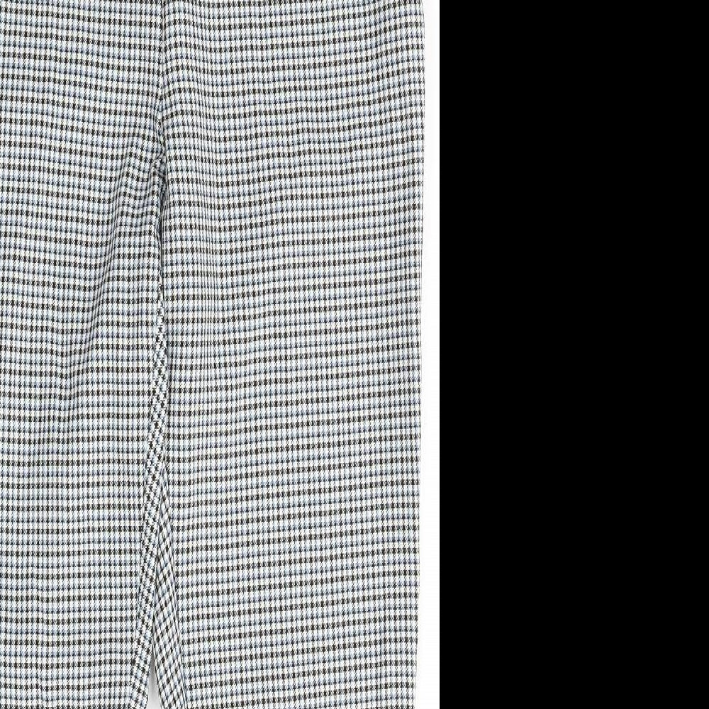 Marks and Spencer Womens Multicoloured Houndstooth Polyester Trousers  Size 14 L27 in Regular