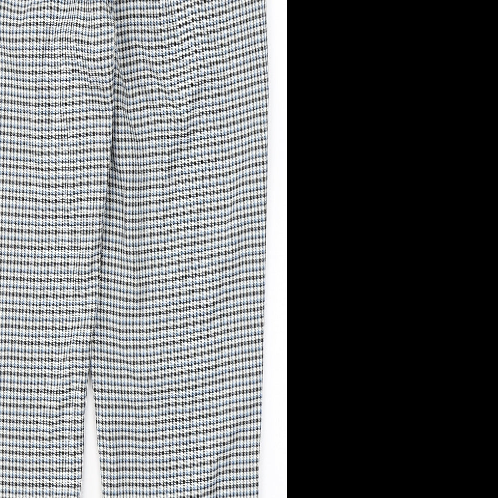 Marks and Spencer Womens Multicoloured Houndstooth Polyester Trousers  Size 14 L27 in Regular