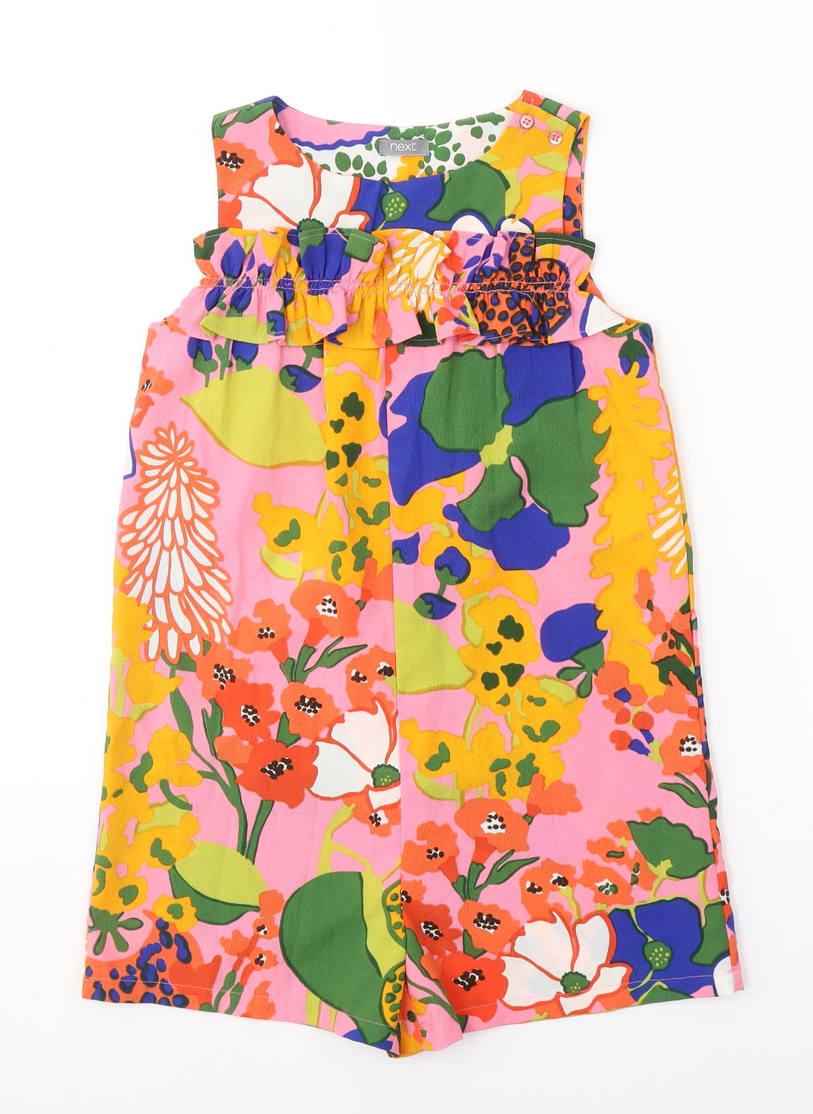 NEXT Girls Multicoloured Floral Polyester Playsuit One-Piece Size 7 Years