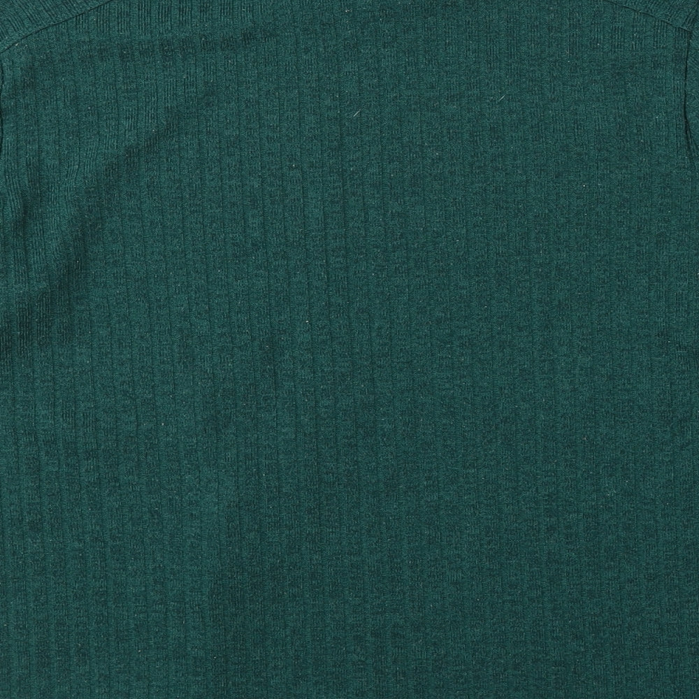 Marks and Spencer Womens Green  Polyester Basic T-Shirt Size 16 Roll Neck