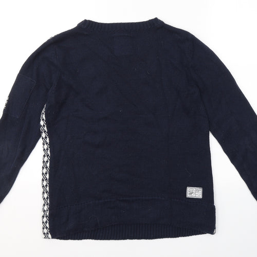 KangaROOS Womens Blue Round Neck Plaid Cotton Pullover Jumper Size 10