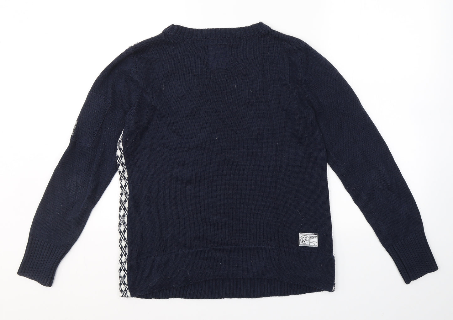 KangaROOS Womens Blue Round Neck Plaid Cotton Pullover Jumper Size 10