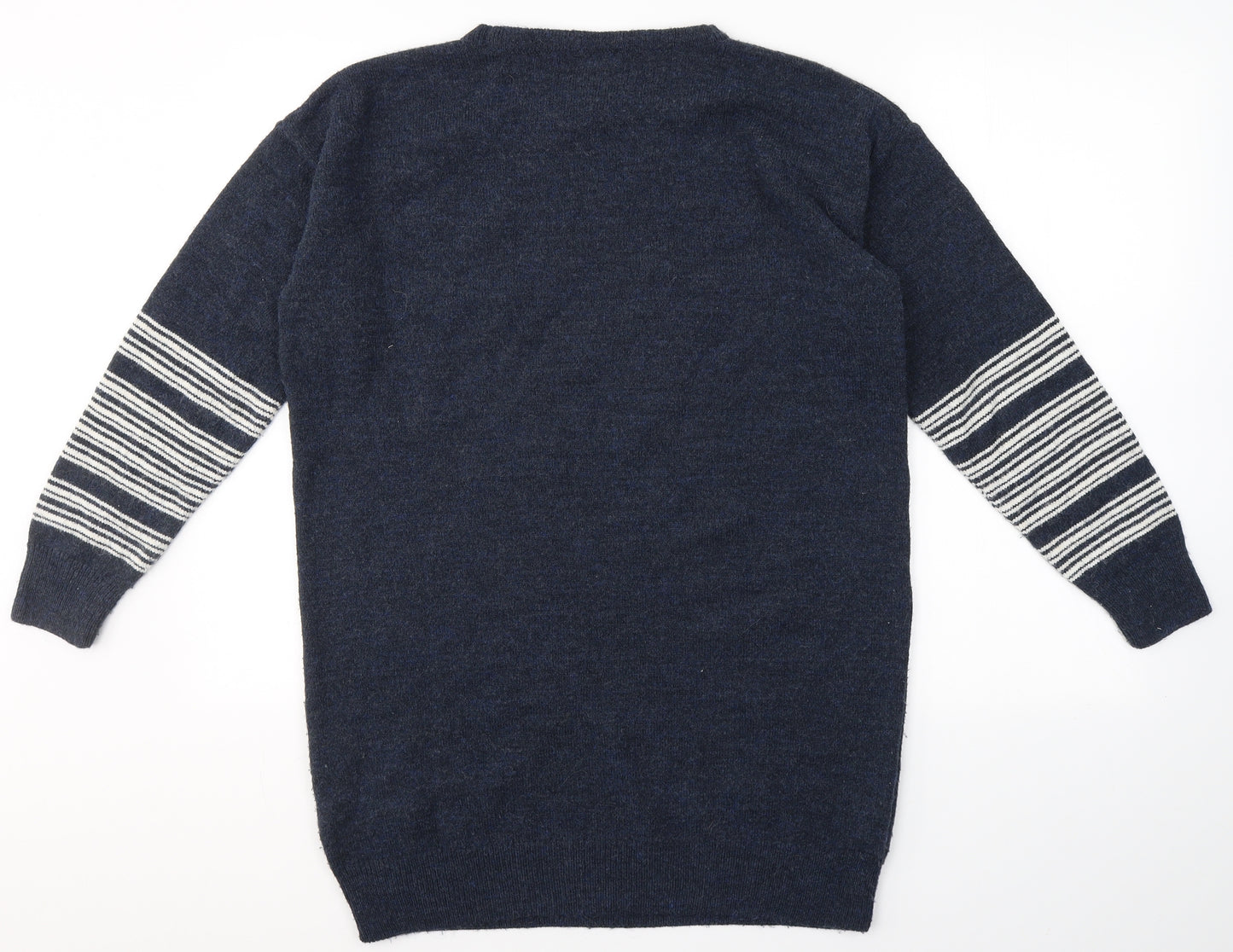 TU Womens Blue Round Neck Striped Acrylic Pullover Jumper Size 12   - Star