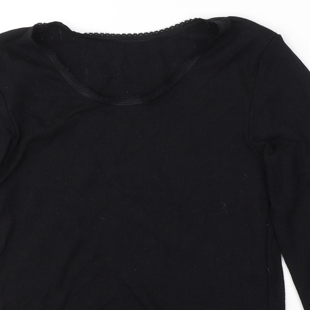 Marks and Spencer Womens Black  Viscose Jersey T-Shirt Size 14 Round Neck
