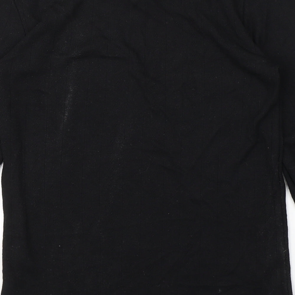 Marks and Spencer Womens Black  Viscose Jersey T-Shirt Size 14 Round Neck