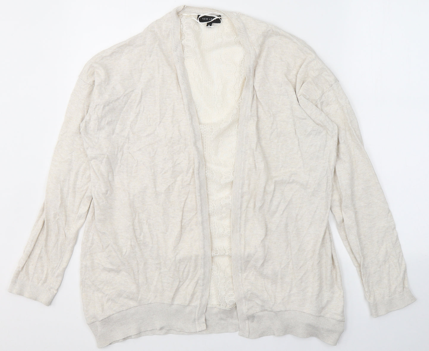 New Look Womens Ivory V-Neck  Cotton Cardigan Jumper Size 18   - Lace Detail