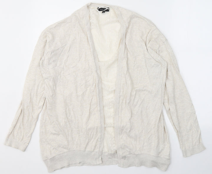 New Look Womens Ivory V-Neck  Cotton Cardigan Jumper Size 18   - Lace Detail