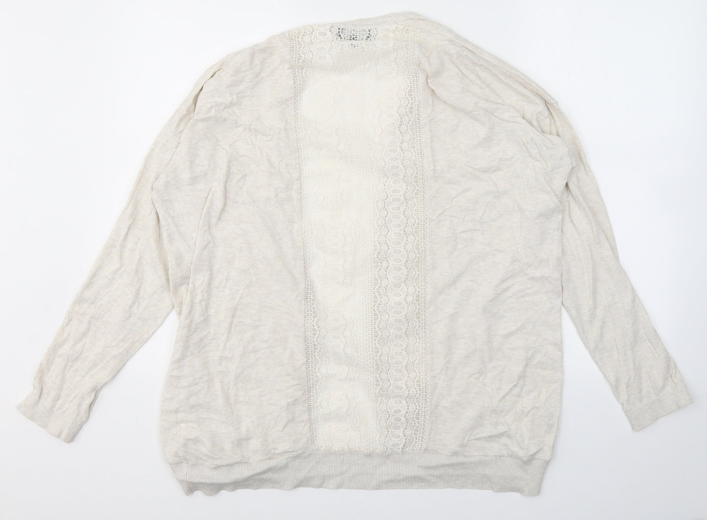 New Look Womens Ivory V-Neck  Cotton Cardigan Jumper Size 18   - Lace Detail