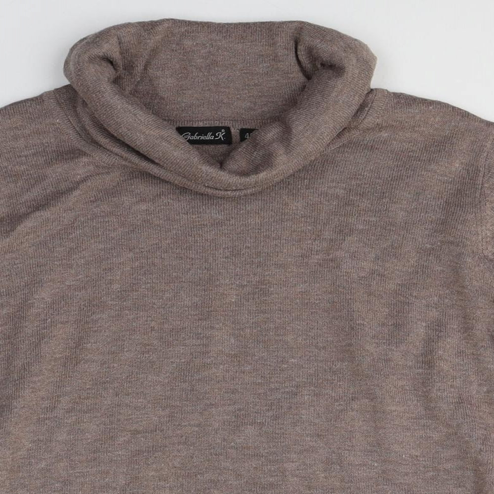 Gabriella K. Womens Beige Roll Neck  Polyester Pullover Jumper Size 14