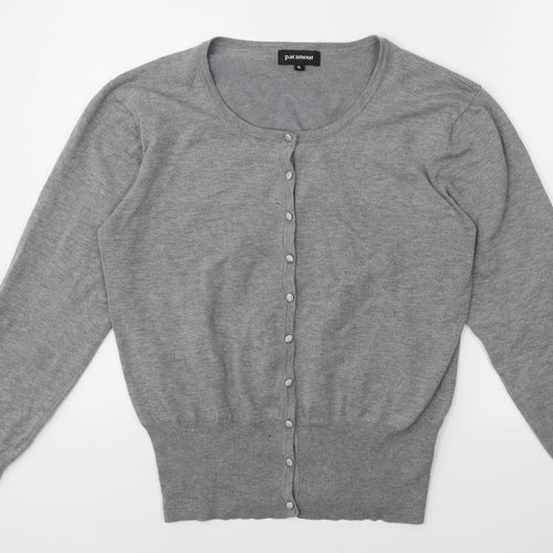 Paramour Womens Grey V-Neck  Viscose Cardigan Jumper Size XL