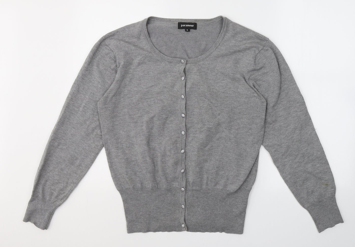 Paramour Womens Grey V-Neck  Viscose Cardigan Jumper Size XL