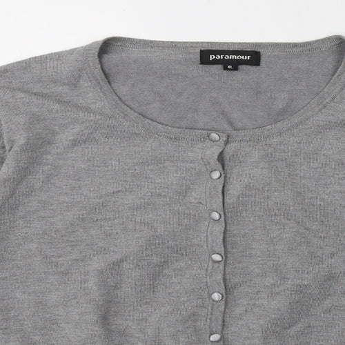 Paramour Womens Grey V-Neck  Viscose Cardigan Jumper Size XL