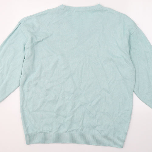 WOODVILLE Mens Blue V-Neck  Cotton Pullover Jumper Size 2XL