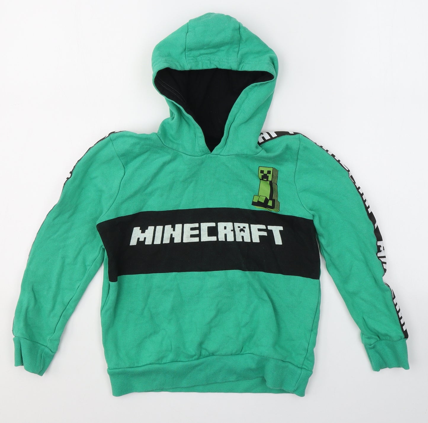 Minecraft Boys Green  Cotton Pullover Hoodie Size 7-8 Years
