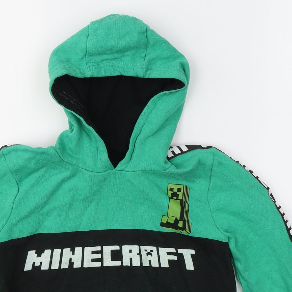 Minecraft Boys Green  Cotton Pullover Hoodie Size 7-8 Years