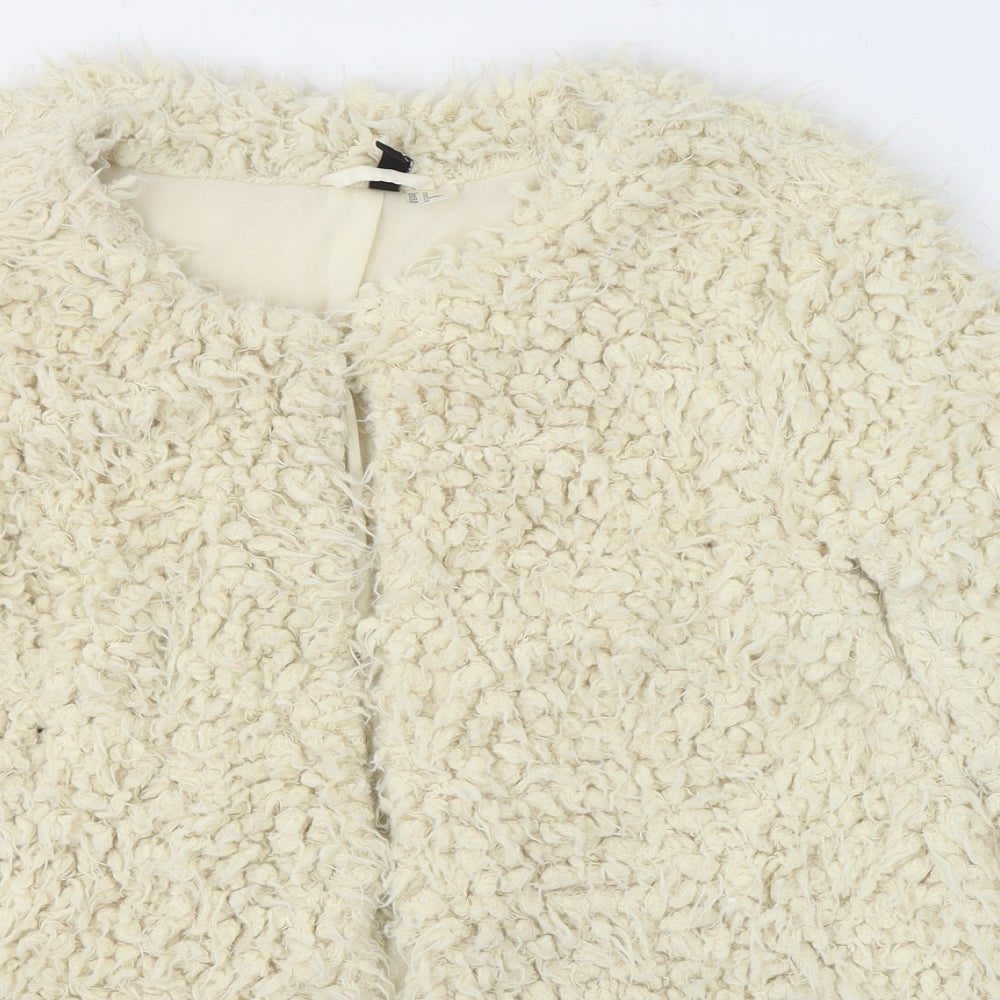 Divided by H&M Womens Ivory V-Neck  Polyester Cardigan Jumper Size 12