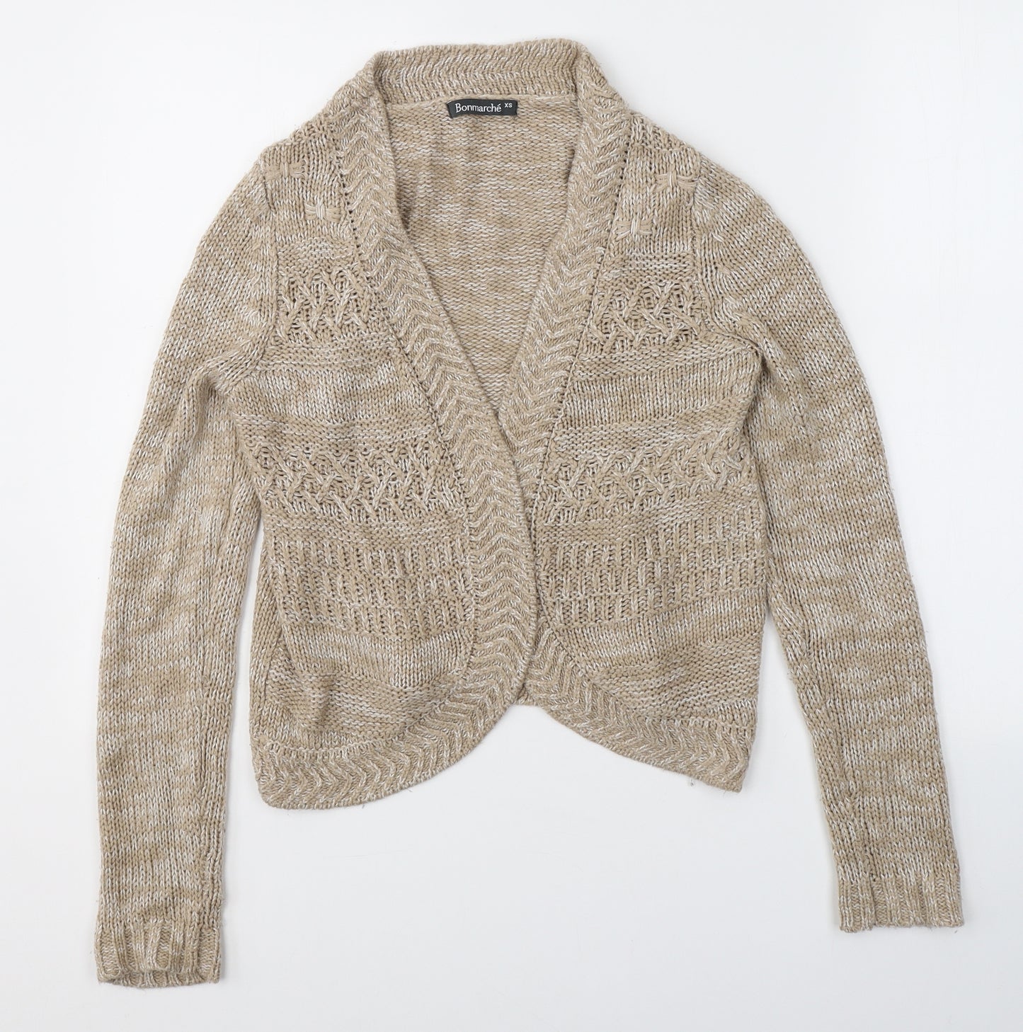 Bonmarché Womens Beige V-Neck  Acrylic Cape Jumper Size XS
