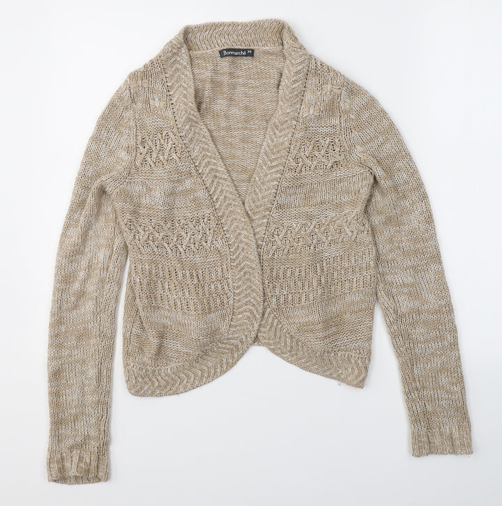 Bonmarché Womens Beige V-Neck  Acrylic Cape Jumper Size XS
