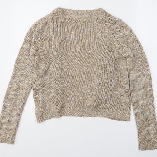 Bonmarché Womens Beige V-Neck  Acrylic Cape Jumper Size XS