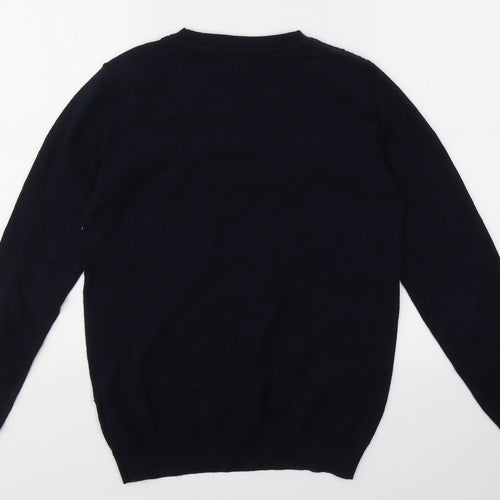 Dorothy Perkins Womens Blue Round Neck  Cotton Pullover Jumper Size 10   - Lace Detail