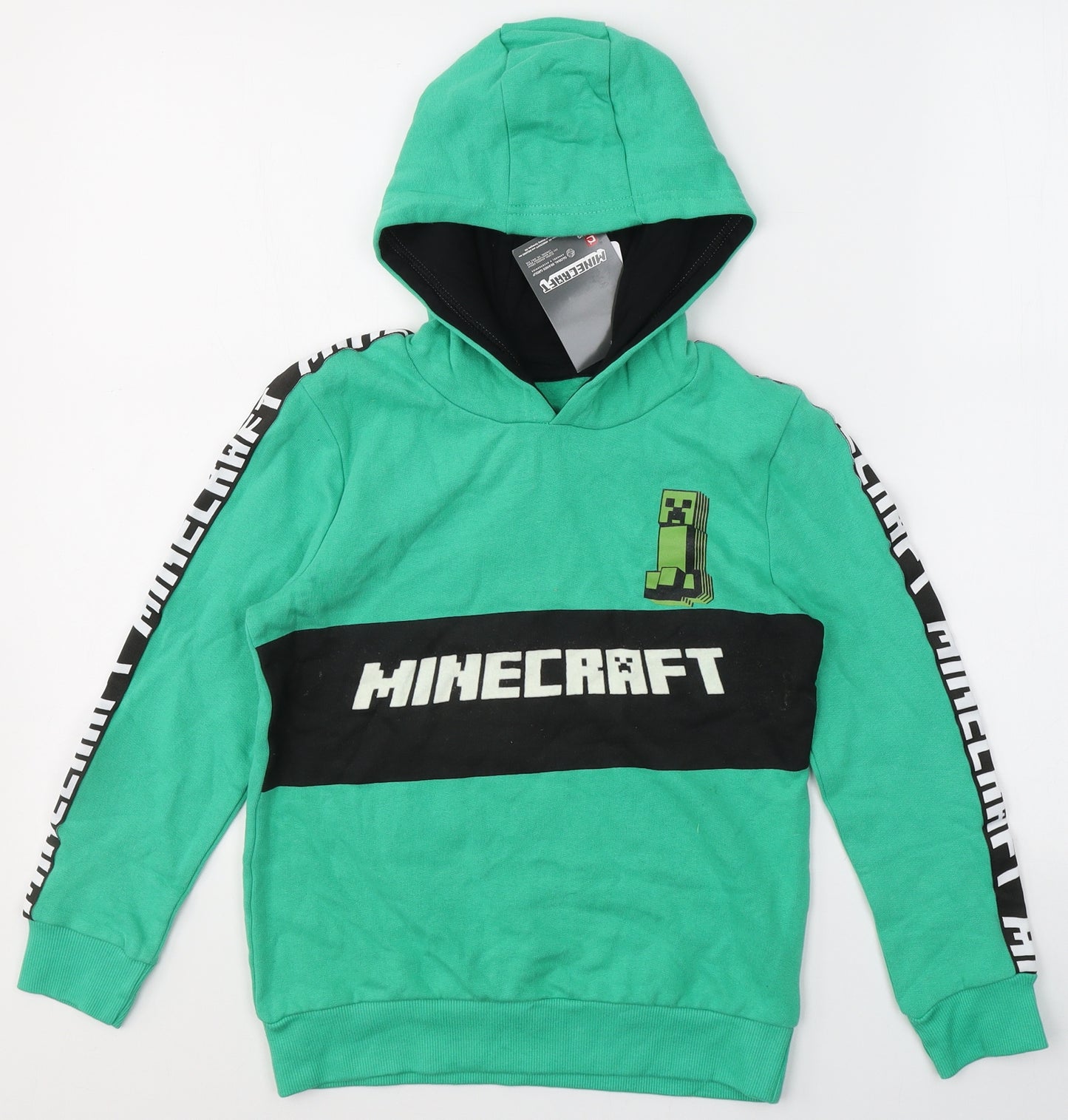Minecraft Boys Green  Cotton Pullover Hoodie Size 8-9 Years