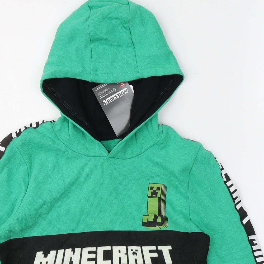 Minecraft Boys Green  Cotton Pullover Hoodie Size 8-9 Years