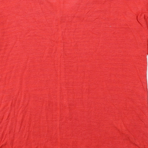 Monsoon Womens Red  Polyester Basic T-Shirt Size M V-Neck