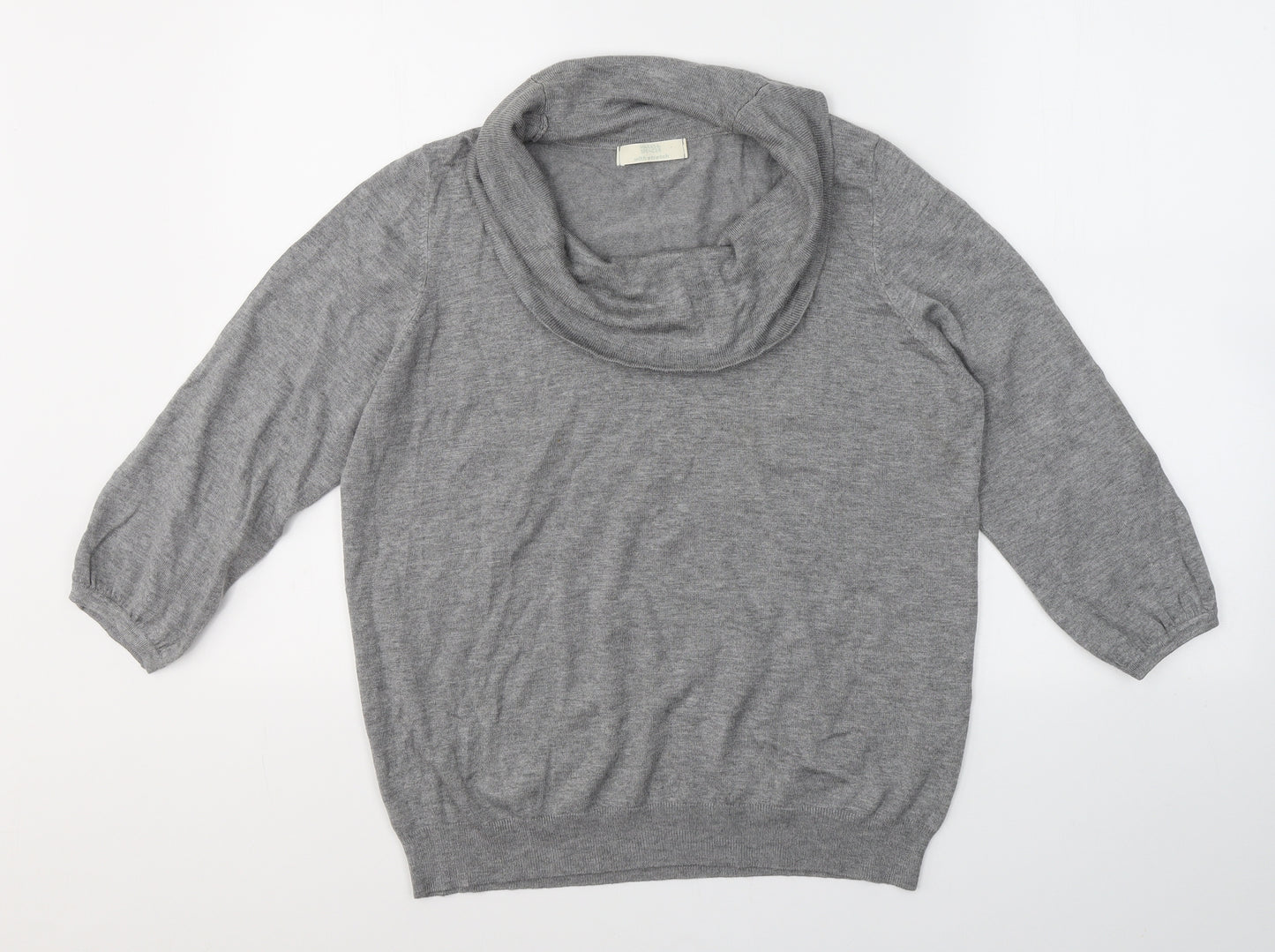 Marks and Spencer Womens Grey  Viscose Basic T-Shirt Size 18 Roll Neck