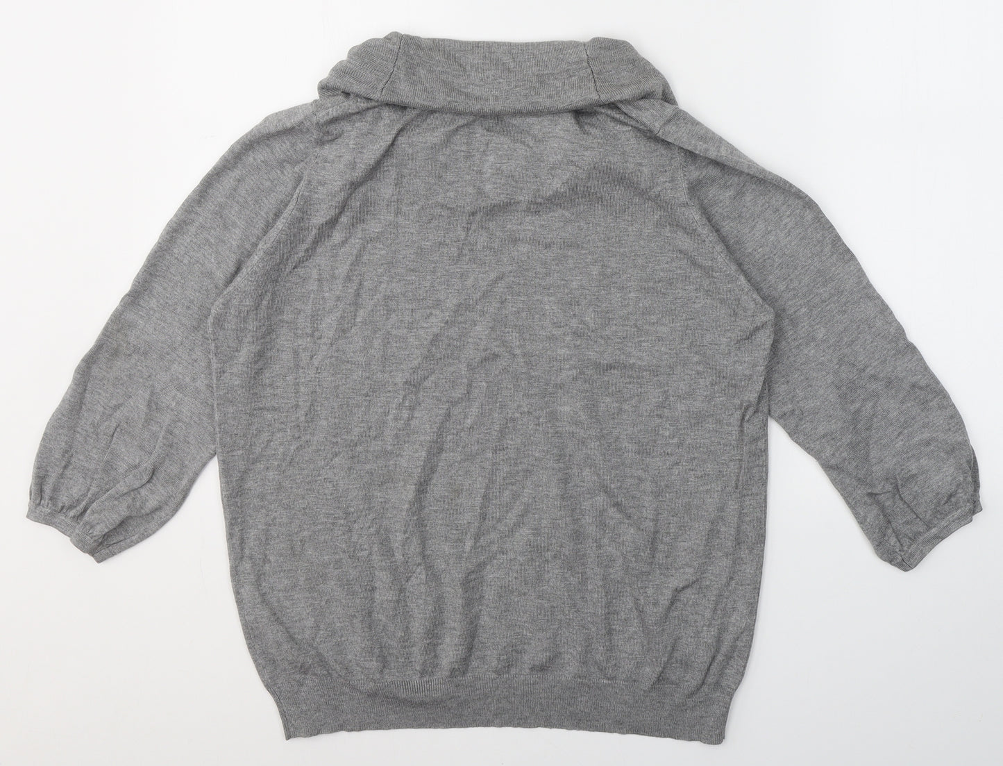 Marks and Spencer Womens Grey  Viscose Basic T-Shirt Size 18 Roll Neck