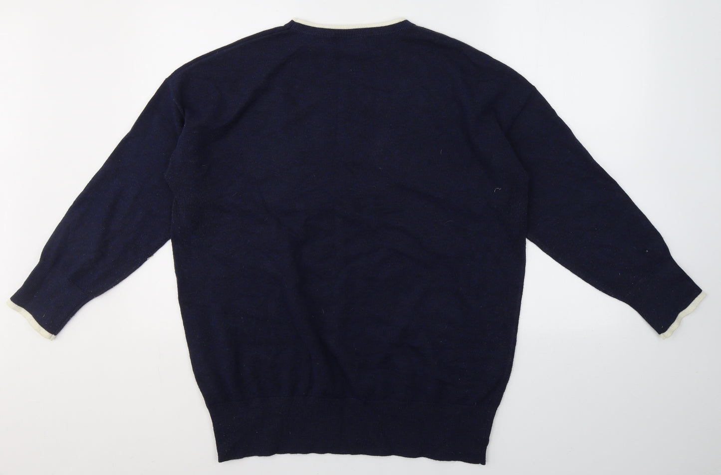 Wallis Womens Blue Round Neck  Acrylic Pullover Jumper Size 20   - Happy