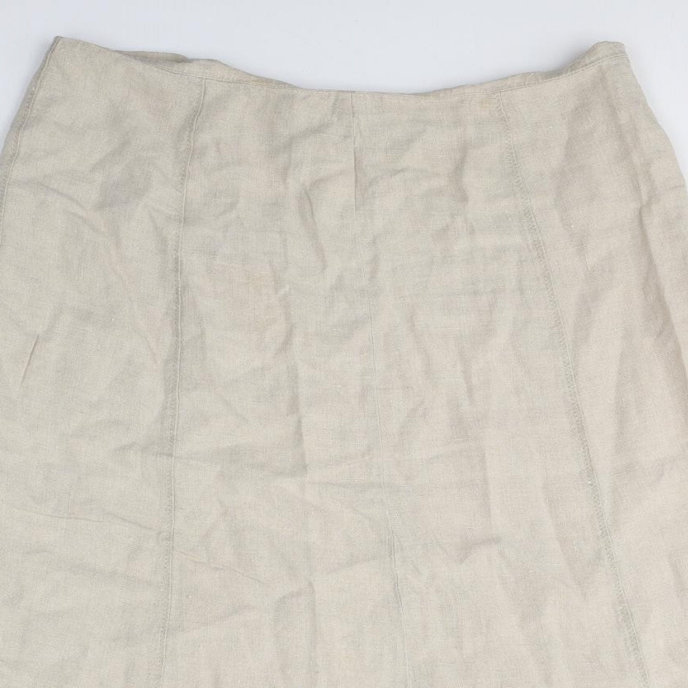 Per Una Womens Beige  Linen Trumpet Skirt Size 18