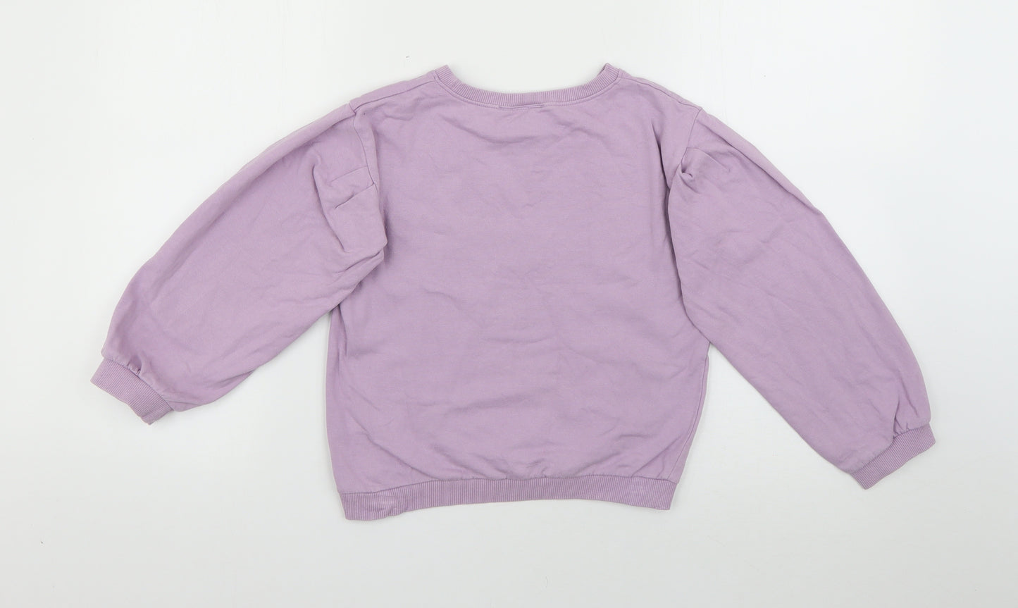 Disney Girls Purple  Cotton Pullover Sweatshirt Size 6-7 Years   - Mini Mouse