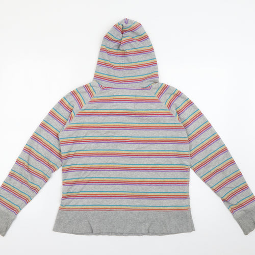 Primark Womens Grey Striped Cotton Pullover Hoodie Size 12   - Rainbow