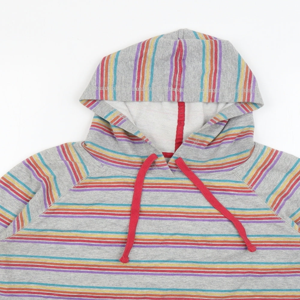 Primark Womens Grey Striped Cotton Pullover Hoodie Size 12   - Rainbow