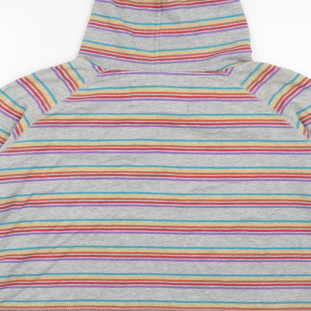 Primark Womens Grey Striped Cotton Pullover Hoodie Size 12   - Rainbow