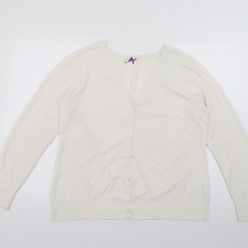 British Home Stores  Womens Ivory V-Neck  Acrylic Cardigan Jumper Size 18