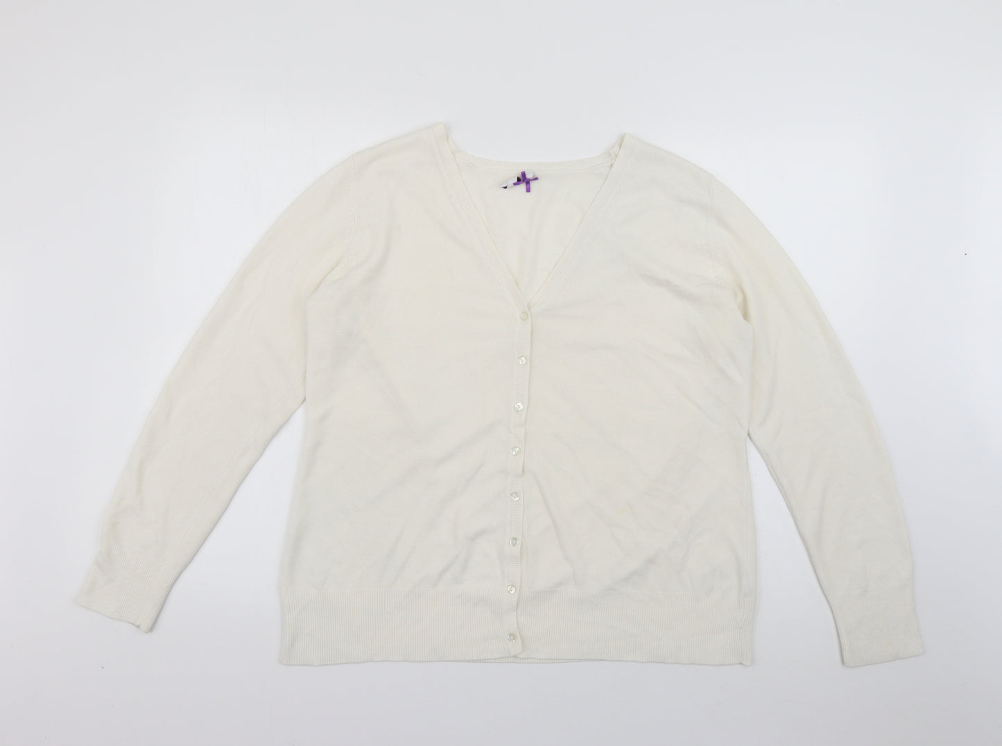 British Home Stores  Womens Ivory V-Neck  Acrylic Cardigan Jumper Size 18