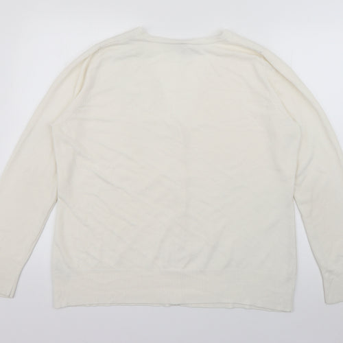 British Home Stores  Womens Ivory V-Neck  Acrylic Cardigan Jumper Size 18